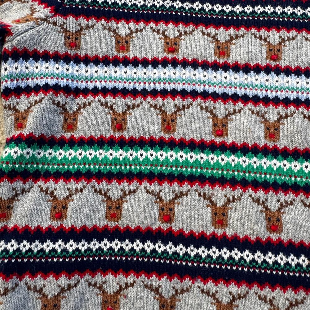 Mini Boden WOOL Blend Christmas Reindeer Sweater Fair Isle Knit Sz 9-10Y - Picture 6 of 9